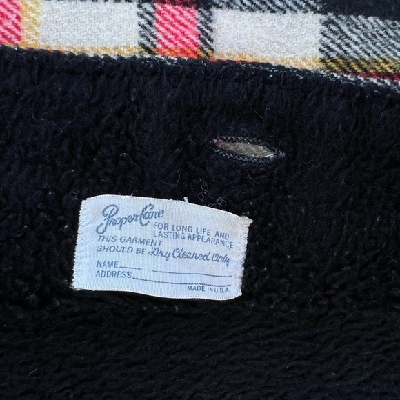 Vintage 80s! Made in‎ USA Cal Craft Patchwork Jacket Coat Red White Black Fleece - Picture 5 of 7